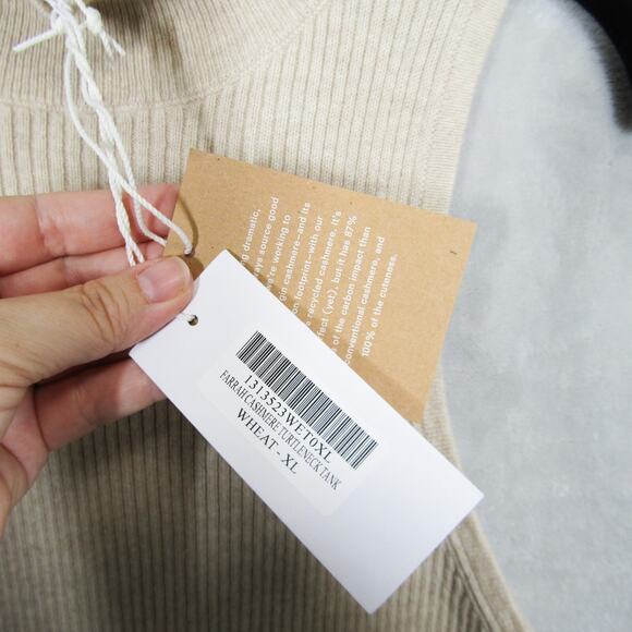 Reformation Top XL Farrah Cashmere Turtleneck Tank Sweater Cream Beige NWT New - Picture 8 of 13